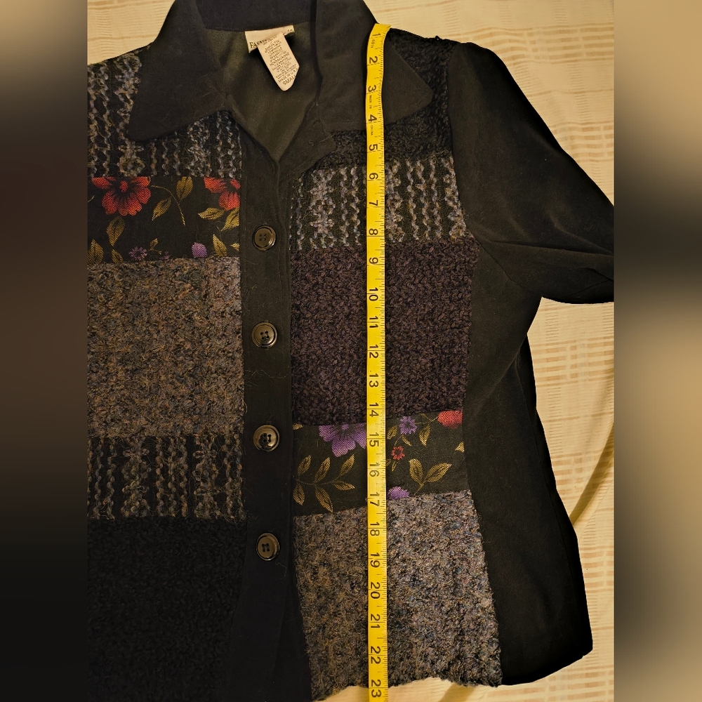 Vtg Mixed Media Patchwork Button Down - image 4